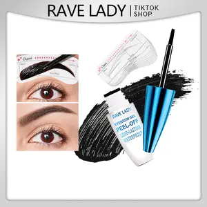 RAVE LADY Easy Peel-Off Eyebrow Gel - Waterproof & Sweatproof Cosmetic, Long-Lasting Black or Brown Tattoo Tint, Film-Forming, Medium Coverage Eyebrow Makeup Products for All Skin Types with Waterproof Hold