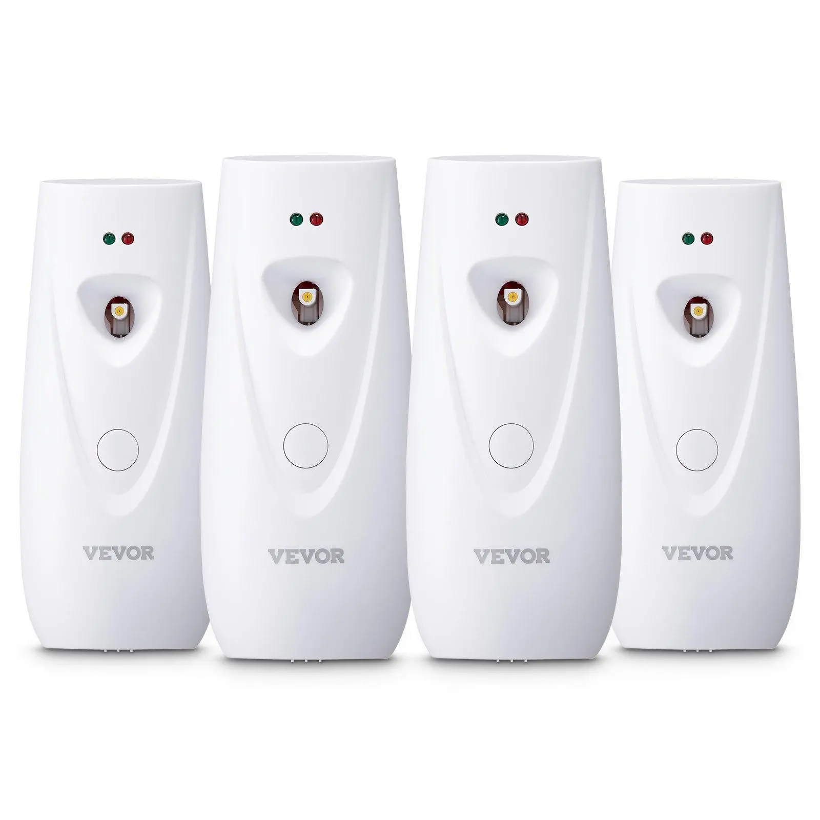 【summerfinds】VEVOR 4-Pack Cordless Automatic Fragrance Boost Burst Air Freshener Spray Dispenser - Push Button, Wall or Stand Mounted, Battery-Operated, Adjustable Time Settings, White, Standard Can, 4 Units for Home/Commercial Spaces (DealsForYouDays)