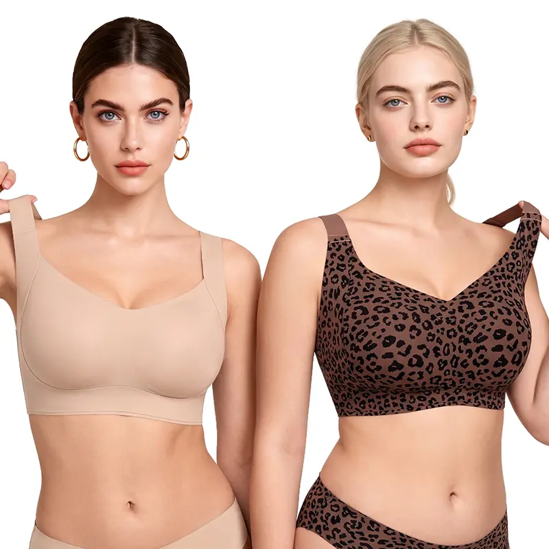 REALWILL Jelly Wireless Bra for Women – Natural Lift with Double-Layer Lifting Straps, Full Coverage Supportive Bra, Seamless No Underwire Everyday Comfort