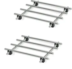 2 Pcs Metal Trivets for Hot Dishes – Stainless Steel Trivet Set | 7" x 7", Heat & Rust-Resistant | Rubber Anti-Slip Feet for Countertops & Tables | Protects Surfaces from Hot Pots, Pans, and Bakeware