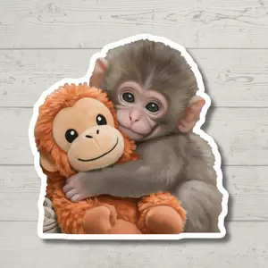 Viral Baby Monkey Sticker - Punch the Monkey Cute Decal for Water Bottles and Laptops