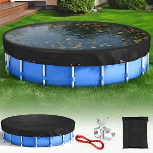 Winter Cover Multi-Size Outdoor Pool Cover ,Pool Accessories, WaterproofDustproof s, Durable UV-Proof Solar Pool Cover Black10FT/12FT/15FT/18FT/21FT/22FT/24FT，Universal solar cover for round, rectangular, and oval pools, and other outdoor equipment. Backy