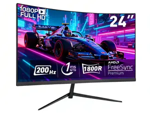 24” Slightly Curved Gaming Monitor 1080P FHD 200Hz 1ms,Speakers, Low Latency, Eye Care, VESA, Ultra-Thin Design for Esports & Competitive Gaming