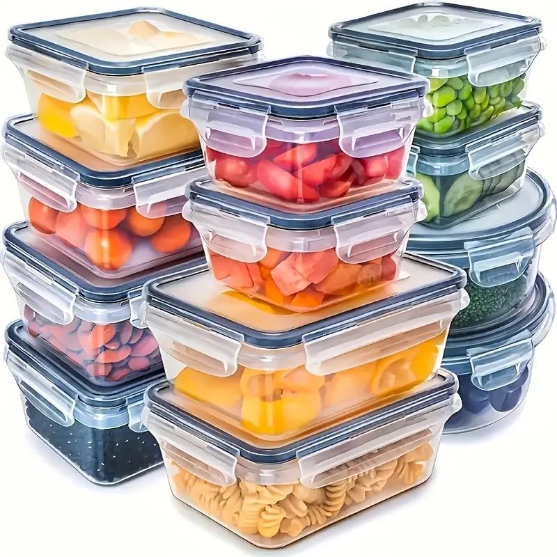 24-Pack Kitchen Airtight Lid Canister Resealable Food Storage Containers, Reusable Lids for Packing Lunch for My Kid, Organize Meals, Freezer-Dishwasher Safe Food Hacks Bento Box Lunch Ideas, Airtight Sealed Container, Lunch Prep