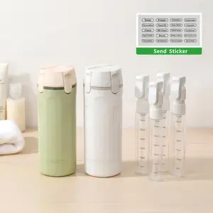4-in-1 Travel Dispenser Bottle Set for Toiletries - Leak-Proof Portable Refillable Container for Shampoo and Lotion -  Skincare Product Storage - Portable for Travel