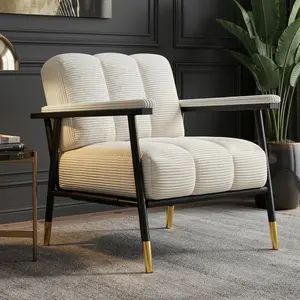 Raybee Corduroy Accent Chair for Living Room, Midcentury Modern Chair with Metal Frame, Comfy Sofa Chairs for Bedroom, Office, Guest Room, Reading Nook Spaces Furniture