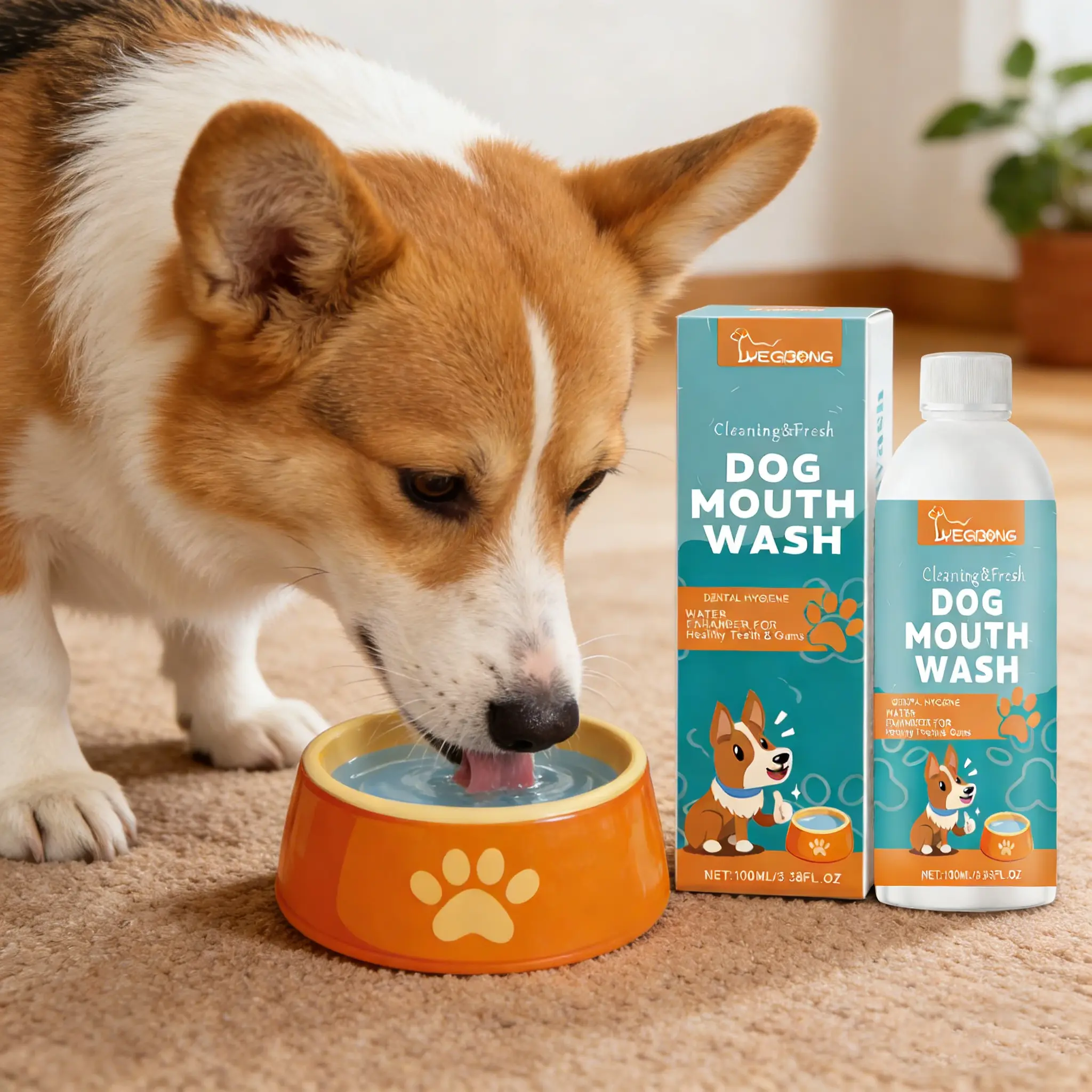 Dog drinking water teeth cleaning solution, no brushing formula, decomposes dental plaque and yellow stains, freshens breath from the source mouthwash