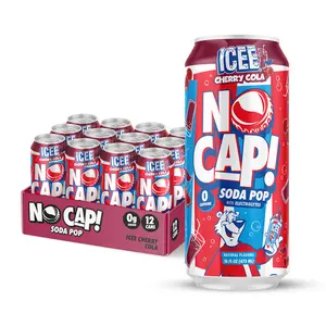 NO CAP! Next Gen Soda Pop Cherry Cola with Electrolytes for Hydration, Zero Sugar, Zero Calories, Caffeine-Free Soda, Vegan & Gluten-Free, 16 oz Cans (12-Pack)