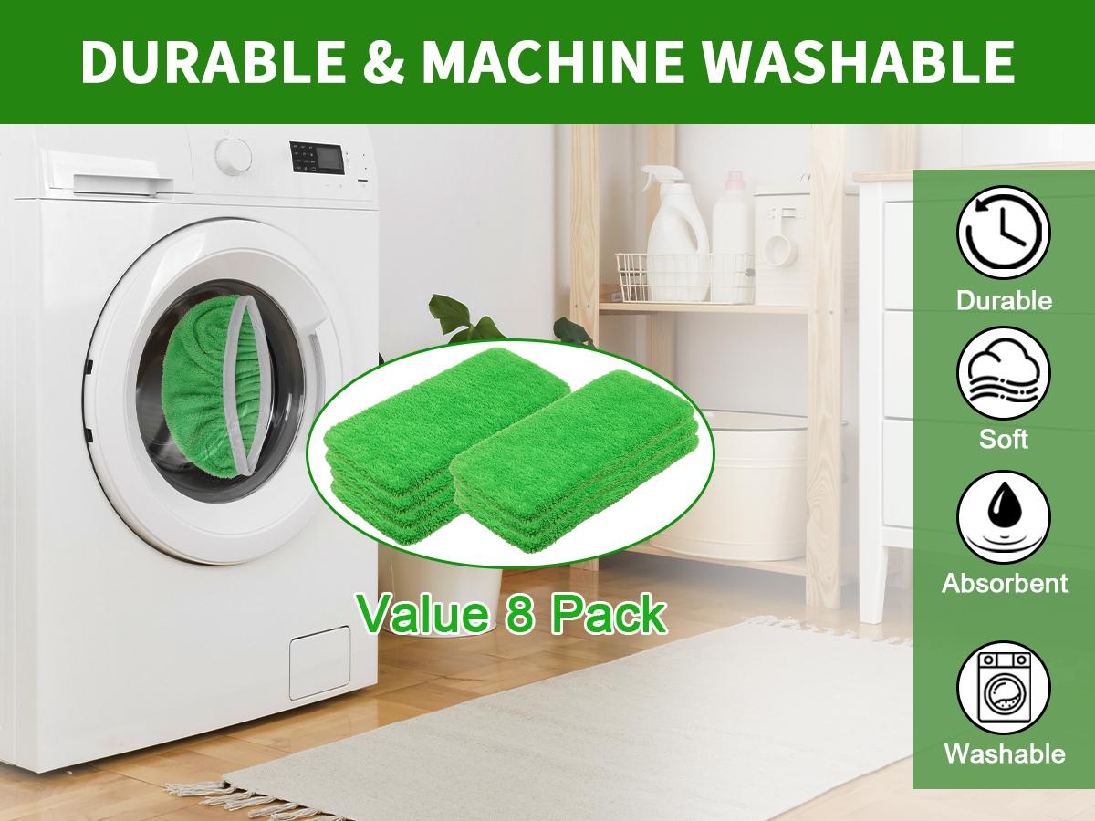 8Pcs Microfiber Mop Pads Compatible with Swiffer Sweeper Mop Wet and Dry Flat mop Cover Replacement Reusable Sweeping Mopping pad Refills for Hardwood