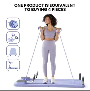 Pilates Board,Multi-functional Ab Exercise Board,FoldableHome Pilates Reformer with Knee Mat ,Timer andResistance Bands,Abs Workout Equipment forAbdominal & Core Strength Training trainer machine Portable Reformer with Timer structure sturdy Foldable