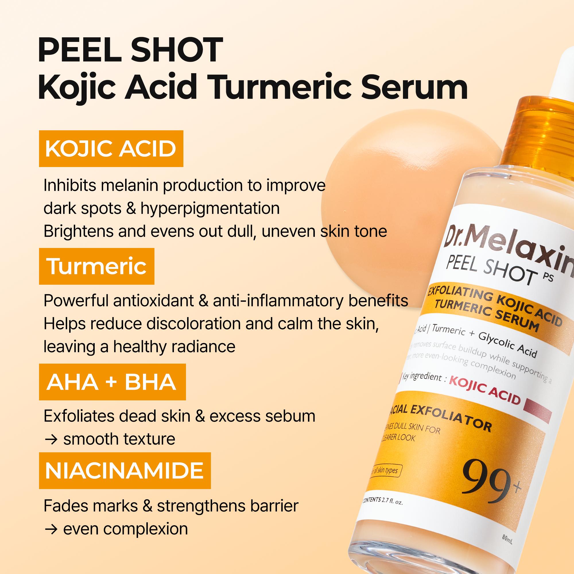 [Dr.Melaxin Official] Peel Shot Glow Rice Ampoule Duo + Kojic Acid Turmeric Serum 80ml for Revitalizing Antiaging Capsules Skin Care Koran Cosmetics