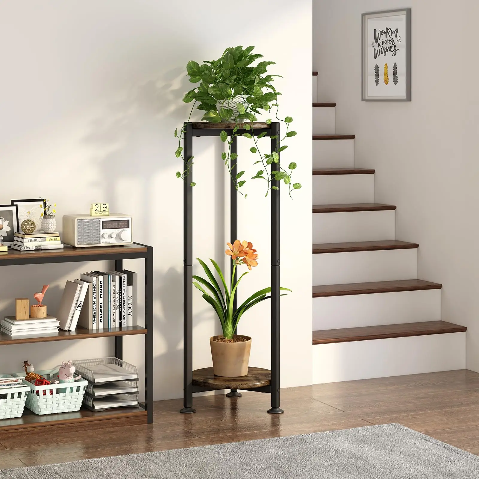 Plant Stand Indoor Corner Tall 2-3 Tier Vertical Metal Flower Heavy Duty Pot Holder Shelf Outdoor for Patio Porch Living Room