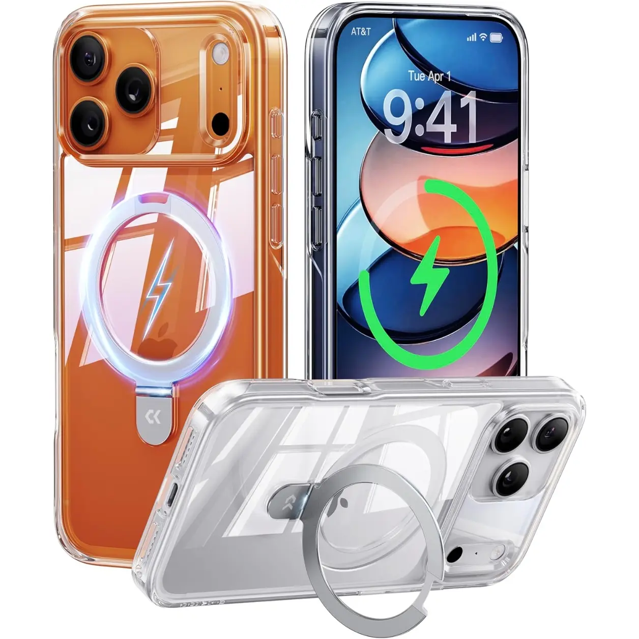 CASEKOO Ultra Clear Magnetic Stand iPhone 17 Pro Max Case [Compatible with MagSafe] [16FT Military-Grade Protection] Transparent Slim Phone Ring 17 Pro Max Phone Cover 6.9 inch, Clear Smartphone Cellphone Shockproof case compatible with Screen Protector