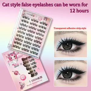 Adhesive-free false eyelashes 10-12mm Cat Eye Lashes: Feathery Lightweight Wispy Lashes for Natural Eye Widening Drama. Fall & Halloween-Ready for Parties or Everyday. Flatters Almond and Round Eyes. Salon Look, Affordable.！