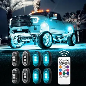 Wireless LED Strobe Lights with Remote Control RGB Underglow for Cars Trucks Motorcycles Drones 8 colour 10 Modes Anti-Collision USB Rechargeable Waterproof Auto Accessories decor