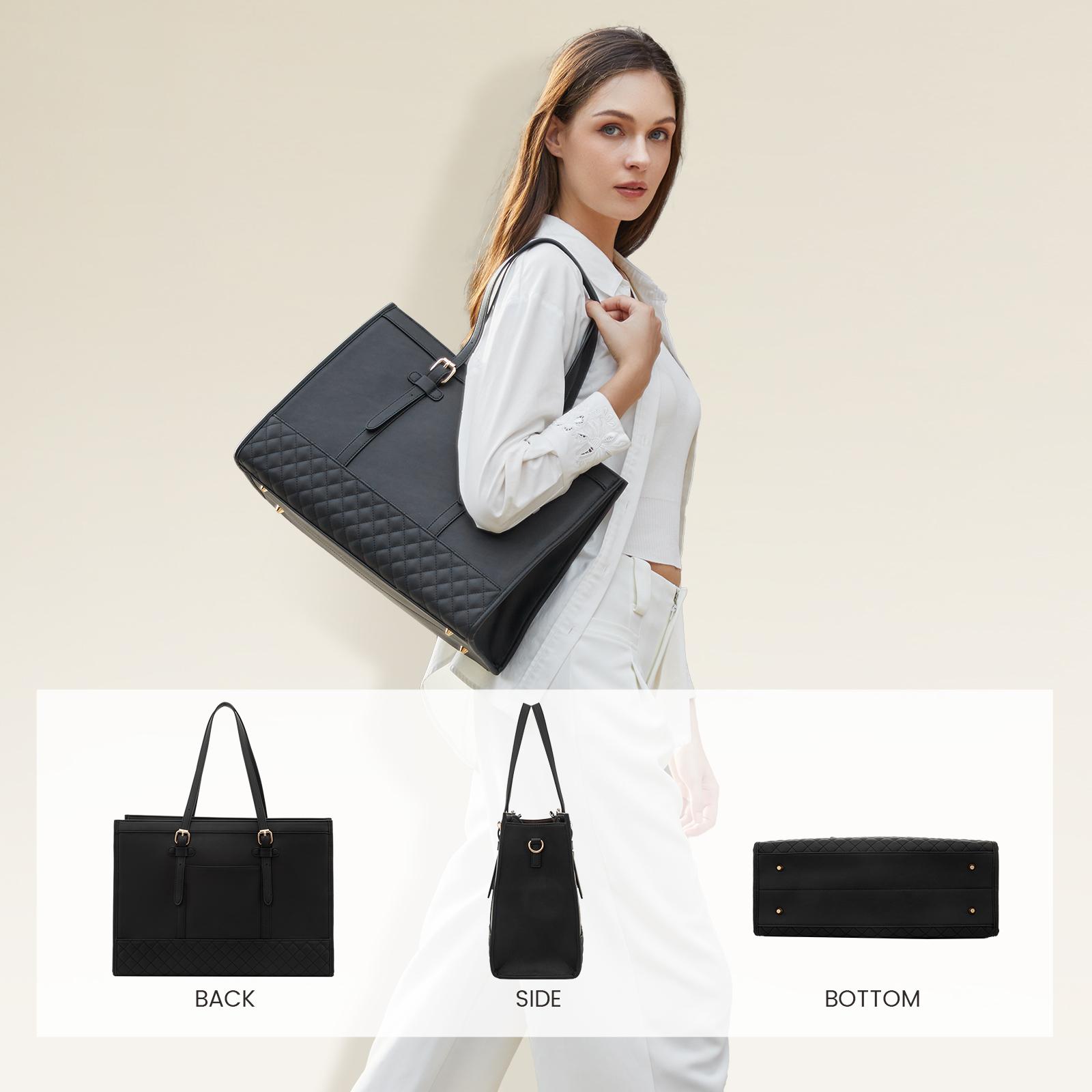 LOVEVOOK Laptop Tote Bag with Clutch Purse, Canvas Computer Bag Office Briefcase, Casual Handbag for Travel, Crossbody for College, Teacher, School SpringStatements