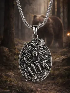 The Armored Kingdom Handmade Mountain Bear Claw Necklace, Stainless Steel Hand-Sculpted Pendant, Long Chain & Link, Gothic Mystery Jewelry for Daily Wear, Symbol of Strength and Protection