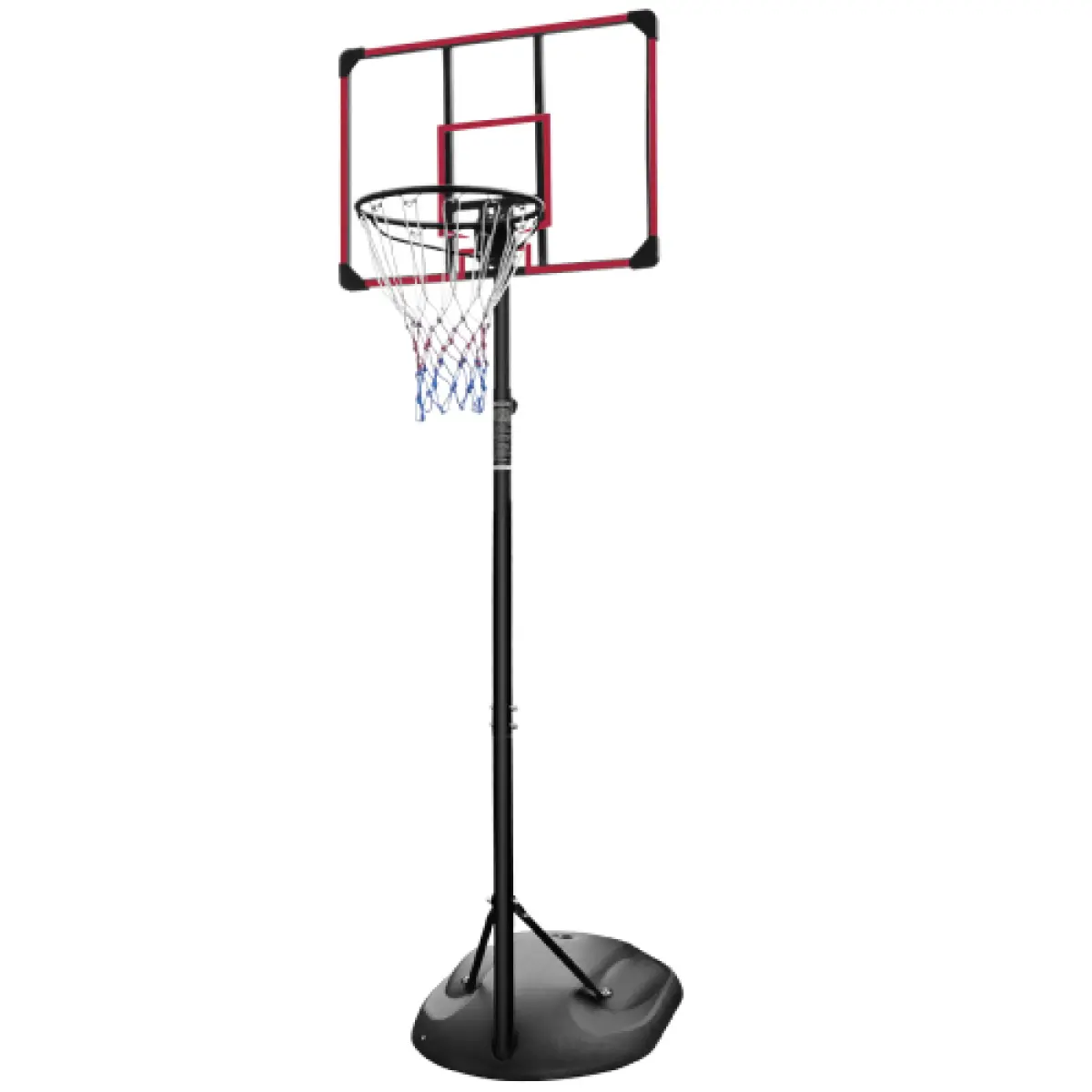 Portable Basketball Hoop - 7.5-9.2 ft Adjustable Height, 32" Backboard, Metal Iron Frame, Triangular Base, Built-In Front Porting Wheels, Junior Training Equipment for Youth & Family and Friends Indoor/Outdoor Fun, Grows With Kids, Durable