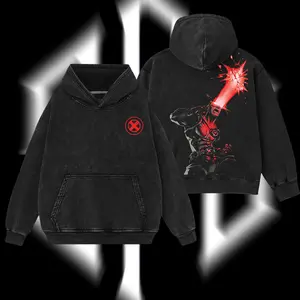 Superstyle Scott "Cyclops" Summers The Mutants X-Force MCU Comic Edition Double Printed Oversize Lightweight Acid Washed Tee Hoodie Sweater TV Series Graphic Design Top Cotton Streetwear Comic Superheroes T-Shirt Clothes Menswear Womenswear