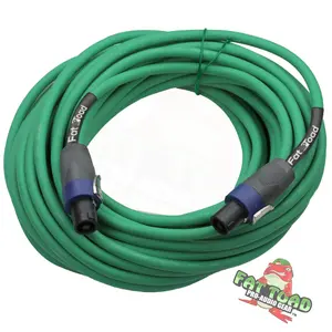 Speakon to Speakon Cable by FAT TOAD | 50ft Professional 12GA Pro Audio Green Speaker PA Cord with Twist Lock Connector | 12 AWG Wire for Impeccable Music Studio Recording & DJ Stage Performance Gear