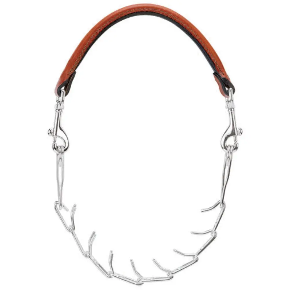 24" Leather and Prong Chain Goat Collar