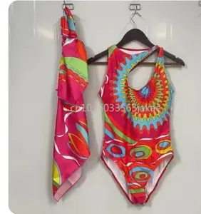 One Scarf one piece Swimsuit swirl