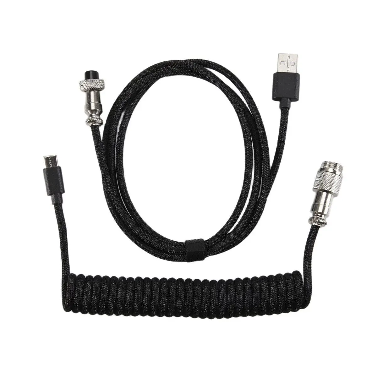 Usb Keyboard Cable Black Coiled Keyboard Usb Type C Cable DIY Aviation Plug Cable Connector Gaming Usb Keyboard Cable