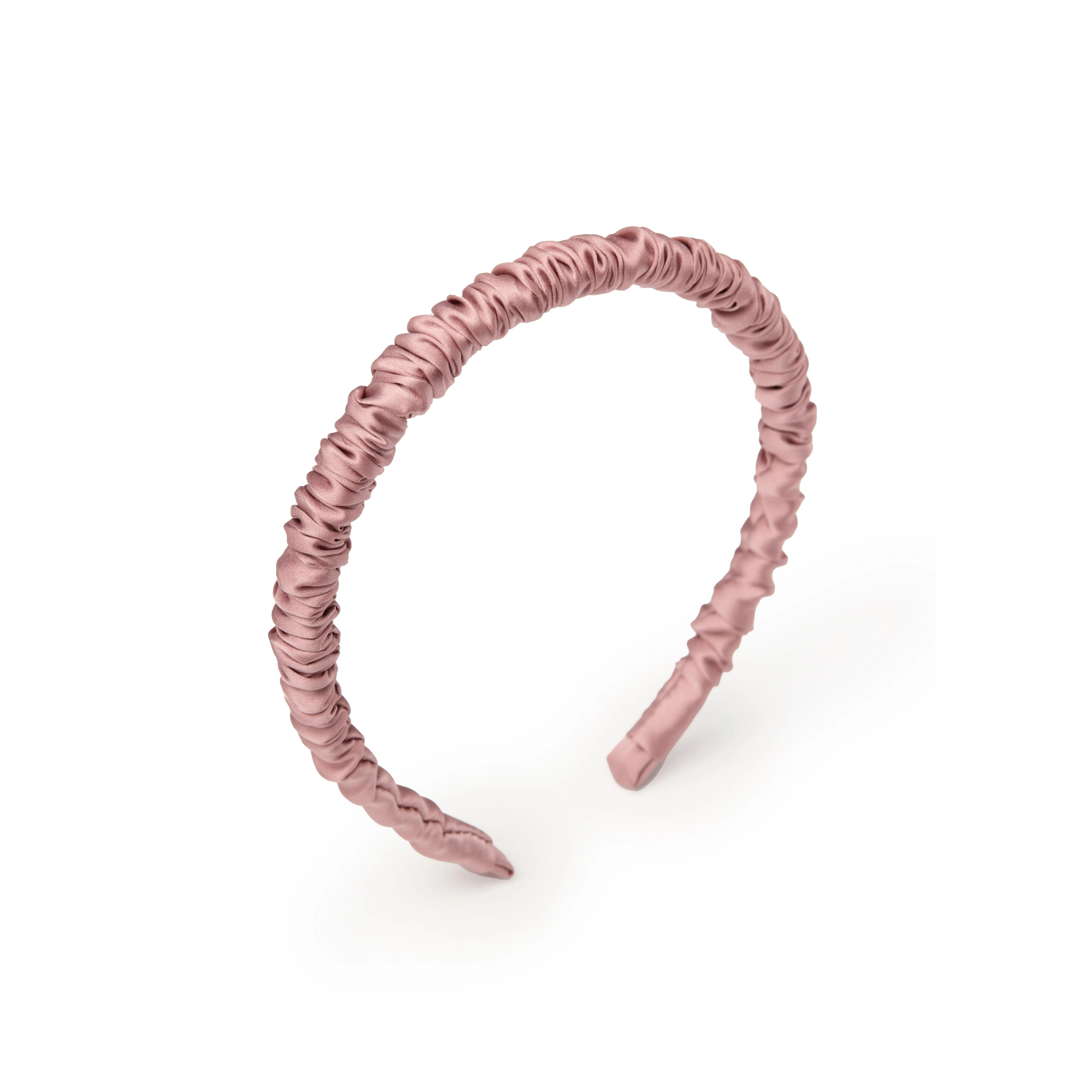 Scrunched Silk Skinny Headband - Dusty Rose