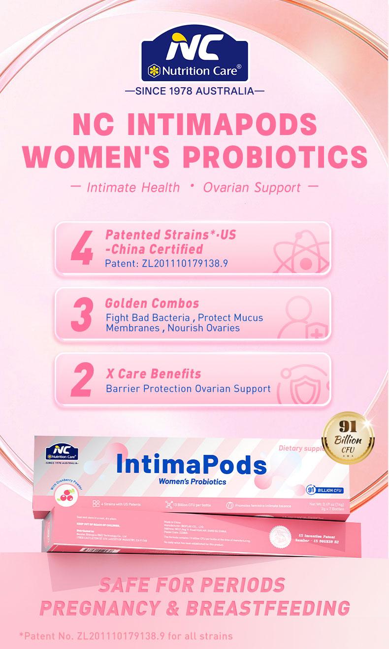 NC Nutrition Care IntimaPods Women's Probiotics 273B CFU | Health,linkB pH Balance & Dryness Relief | Urinary Tract & Ovarian Support | Safe During Pregnancy & Breastfeeding | Dietary Supplement