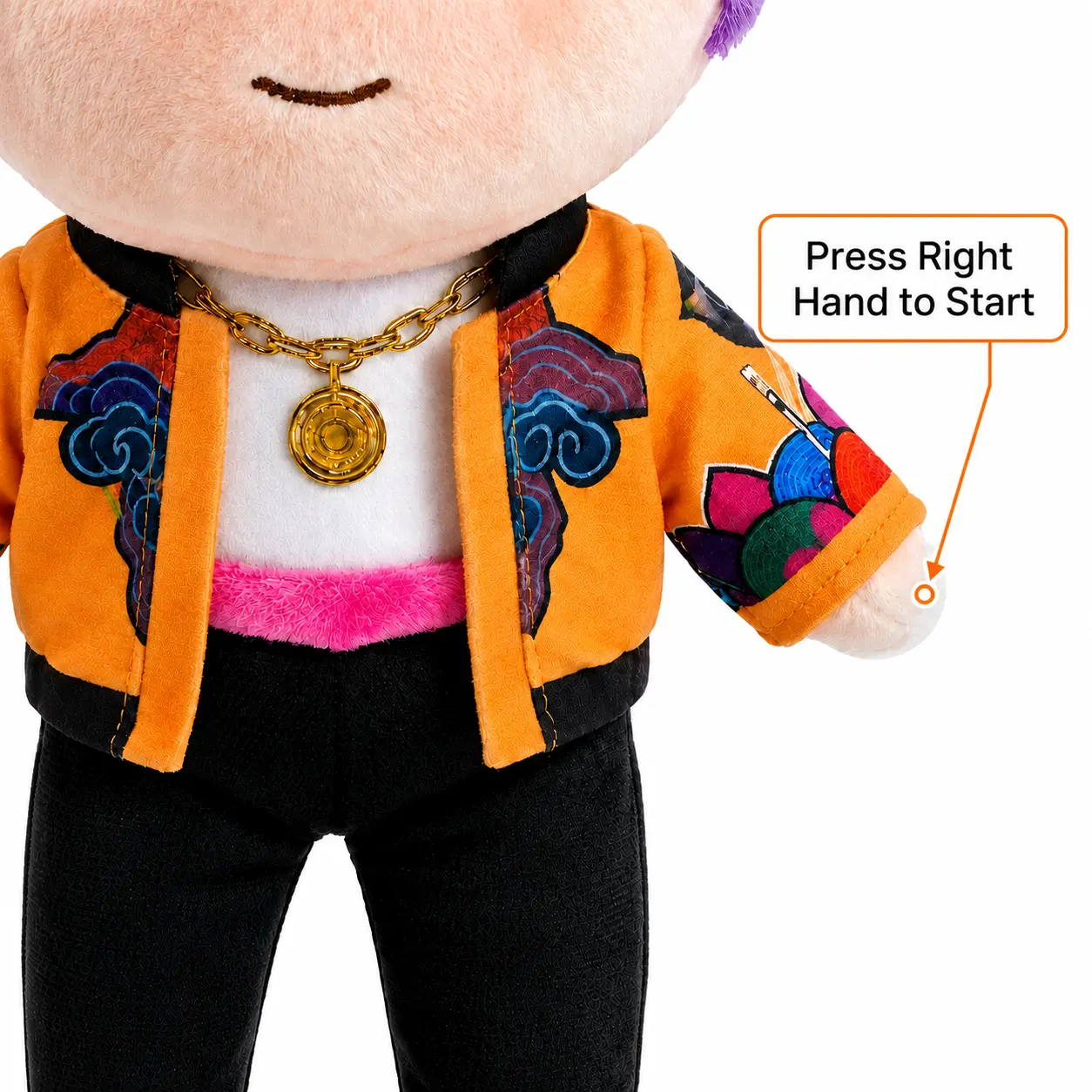 Breathing Stuffed Animal Plush Doll, Cute Purple Hair Character with Orange Jacket and Soft Cuddly Feel, Cozy Bedtime Companion for Bedroom, Sofa, Dorm Room, Travel and Daily Comfort, Gift for Kids, Teens, Girls, Friends and Plush Collectors