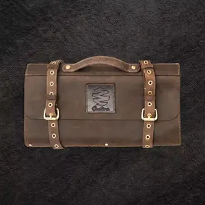 Leather Roll-Up Knife Bag