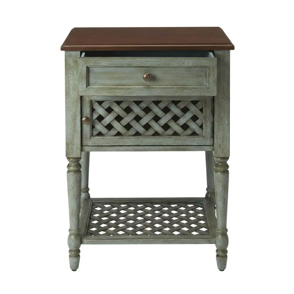 Rustic Nightstand with Drawer, Traditional Wood Side Table for Bedroom