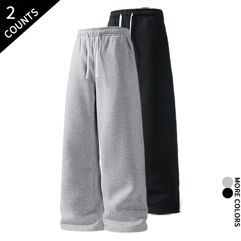 Men’s 2-Pack Soft Wide-Leg Baggy Sweatpants with Side Pockets, Men's Baggy Sweatpants for Home Workouts, Weekend Casual Wear