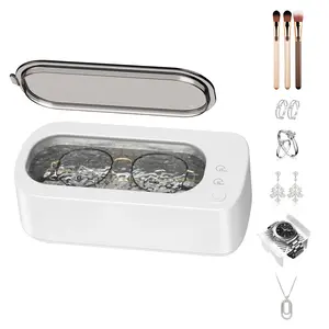 Ultrasonic Jewelry Cleaner Machine: 48KHz Ultra Sonic Cleaner for Jewelry,Rings,Eyeglass,Dentures,Watch Band,with Dual Cleaning Modes,350ML 304 Stainless Steel Tank,Gift for Mom,Daughter,Wife