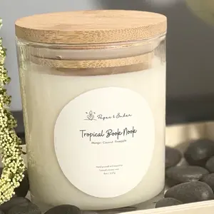 Tropical Book Nook Scented Candle – Relaxing Coconut & Tropical Aroma – Handmade coconut wax Candle