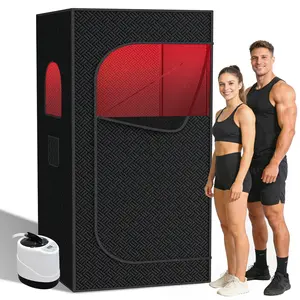 Upgraded Portable Foldable Steam Sauna Box 1000W Fast Heating, 9-Level Temp Control, Red Light Therapy (Optional), Remote Control & Foldable Chair for Home Relaxation Detox Spa