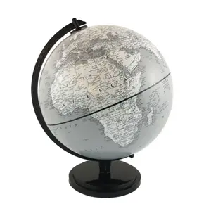 Elegant Black Grey Rotating Educational Globe Desk Model with Clear World Map Modern Office Home Decor for Students arculus gen portable plastic