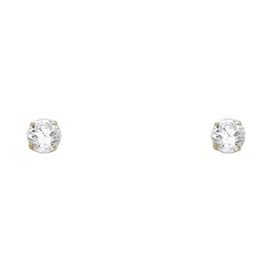14K Gold 5MM Round CZ Earrings