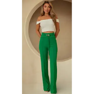 HIGH WASIT BUCKLE TIE DETAILED PANTS - ZIPPER IN THE BACK