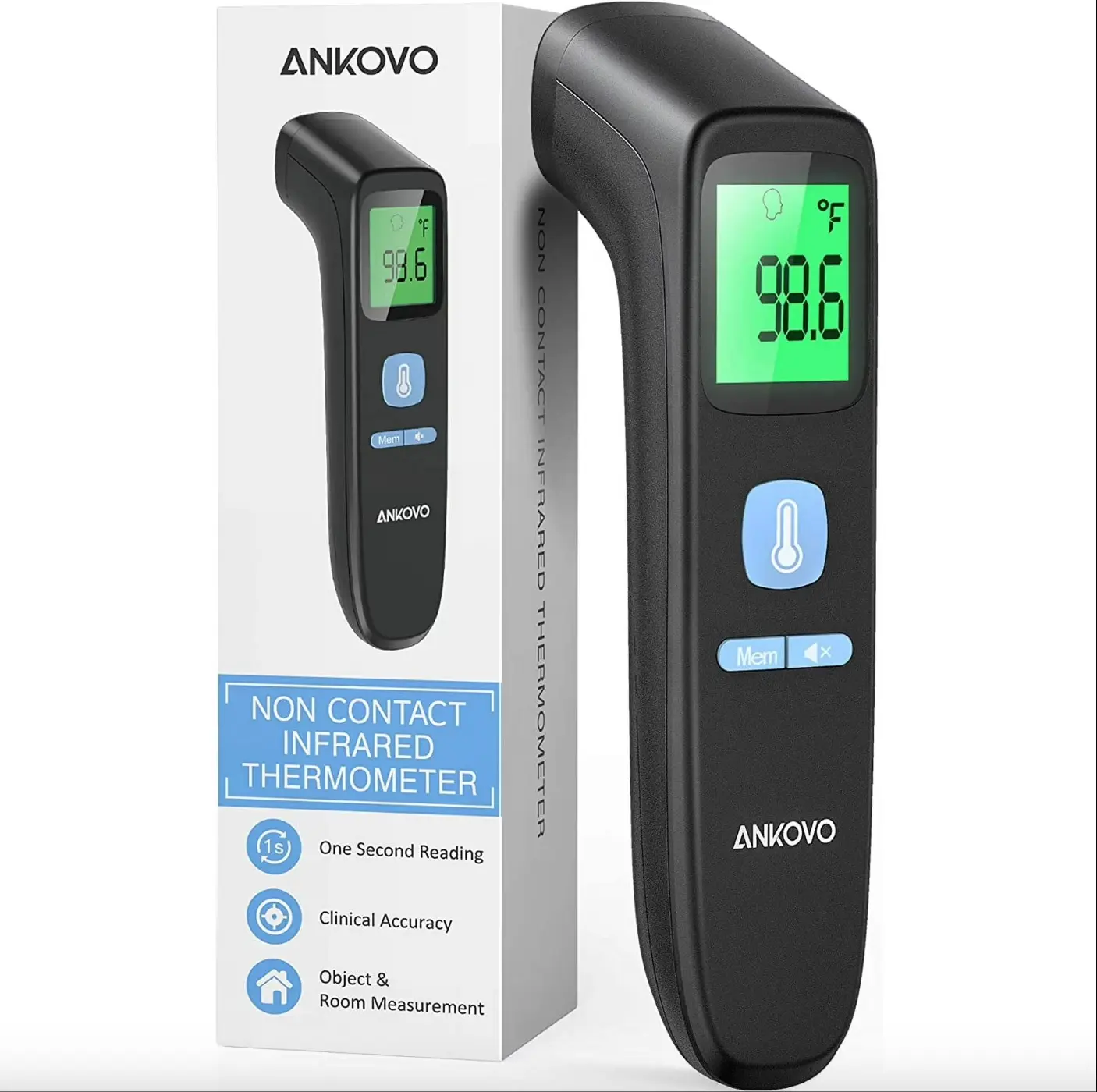 2-in-1 Digital Forehead Thermometer - Instant 1s Infrared Reading with Light Spot Positioning, Fever Alarm & Mute Mode for Baby, Kids & Adults