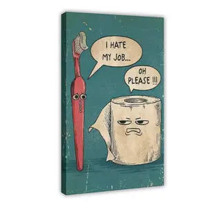 Piece I Hate My Job Funny Toothbrush And Toilet Paper Poster Print Unique Humor Canvas Painting Wall Art Picture Bathroom Decoration