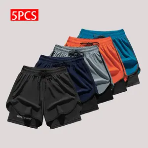 Men’s Summer Lightweight Running Shorts 3‑Inch Inseam, Quick‑Dry Double‑Layer Inner Shorts, 5‑Pack