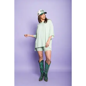 Day Dreamer Ribbed Biker Set - Mint