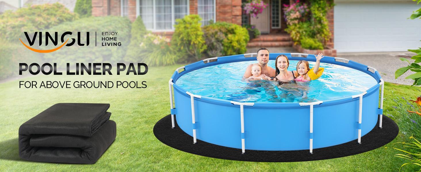 VINGLI 12/15/18 FT Round Pool Liner Pad for Above Ground Swimming Pools, Extra Thick Swimming Pool Liner, Prevent Punctures, Weed Barrier, Black
