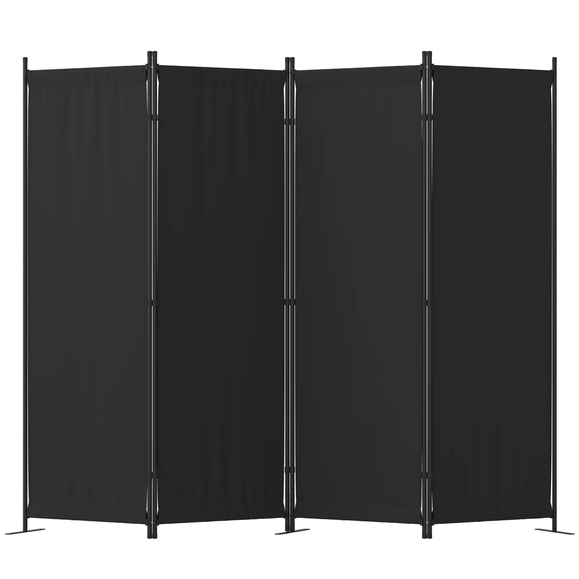 Room Divider 4 Panel Folding Privacy Screen 88" Portable with 3 Metal Feet Lightweight Freestanding Wall Divider for Office Bedroom Hospital Black