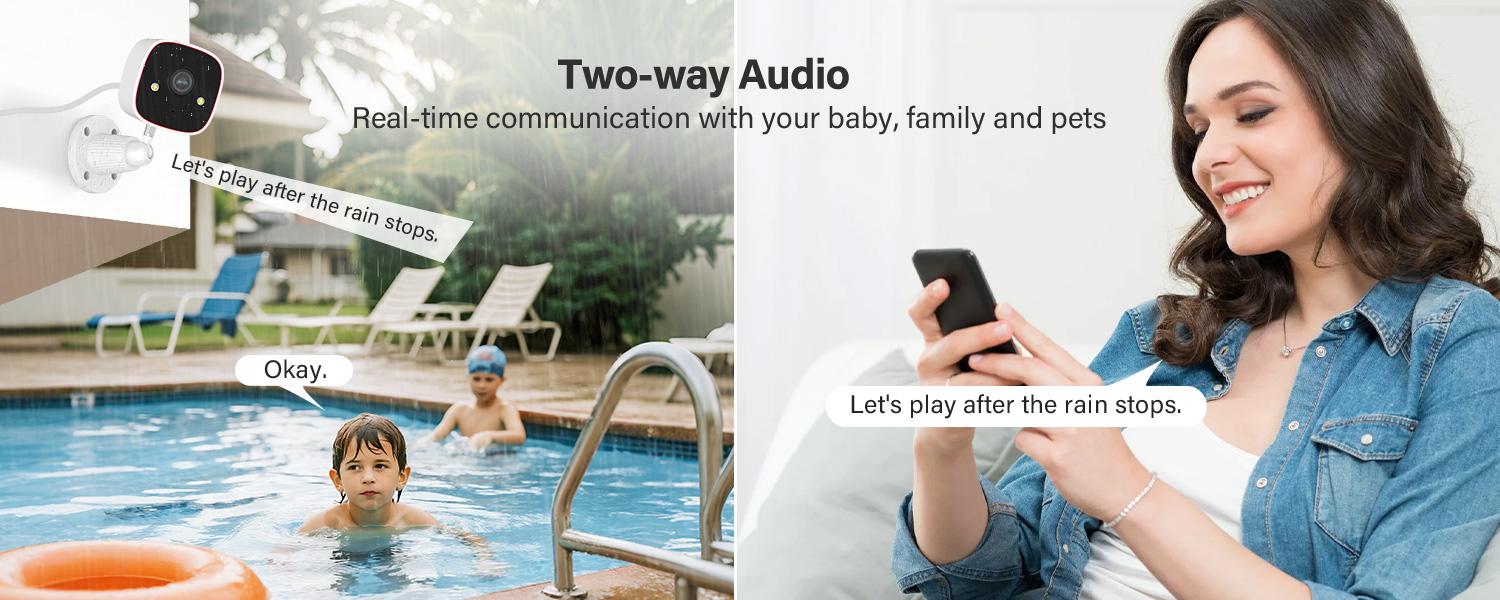 Outdoor/Indoor Security Cameras , 2K 2.4ghz wifi HD Color Night Vision/AI Human Motion Detection /2-Way Audio/IP66 Waterproof Monitor Security Camera for Home,Cloud & 128GB SD Card Storage ,camara de seguridad,baby camera monitor