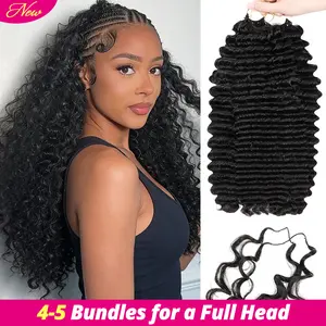 Deep Curly Pre-Separated Feather Crochet 100% Human Hair Extensions For Miracle Knots Boho Braids 4 to 5 Bundles Recommended