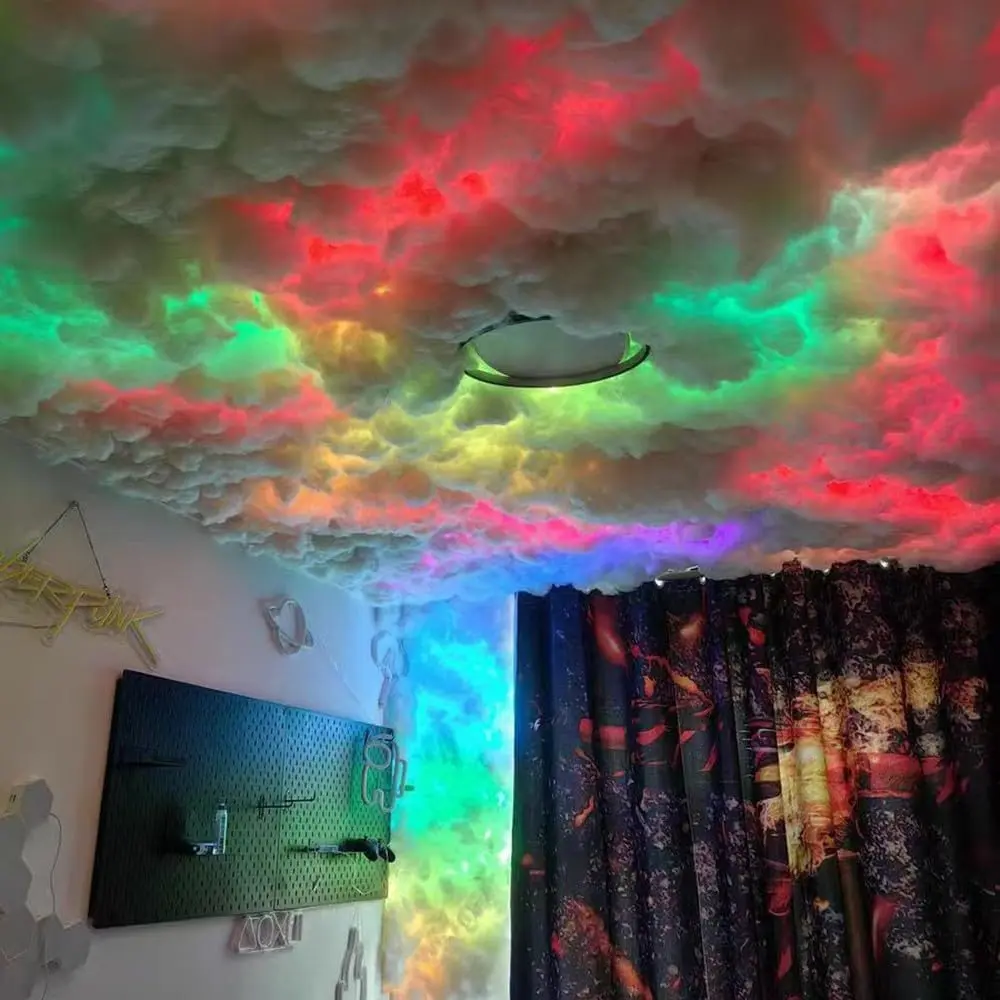 RGB Thunder Cloud LED Atmosphere Lighting - DIY Creative Adjustable-Color Ceiling Fixture, Multifunctional Ambient Light for Indoor Recreation Gaming Rooms, Bedrooms, Multifunctional Ambient Lights