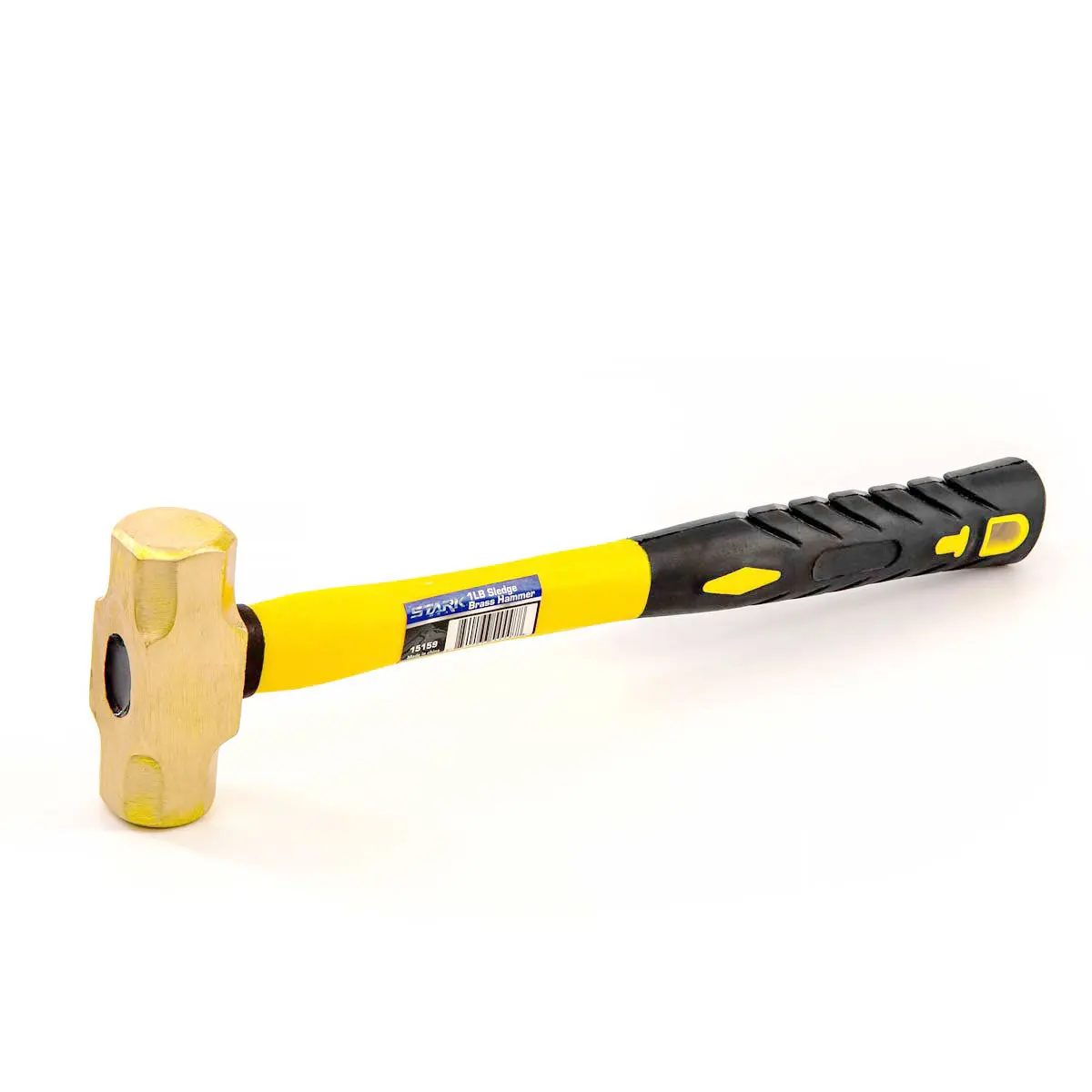 Stark USA 1lb Forged Solid Brass Sledge Hammer, Non-Sparking Fiberglass Handle for Safety & Durability, Hand Tools