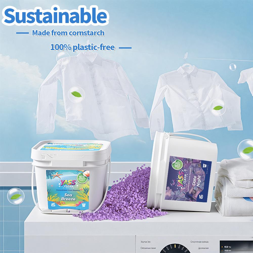 Yass Clean 64 oz (2.5L/1.8KG) Laundry Scent Booster Beads, Cream Coconut Sea Breeze Fragrance, Long-Lasting Freshness, Sensitive Skin Friendly